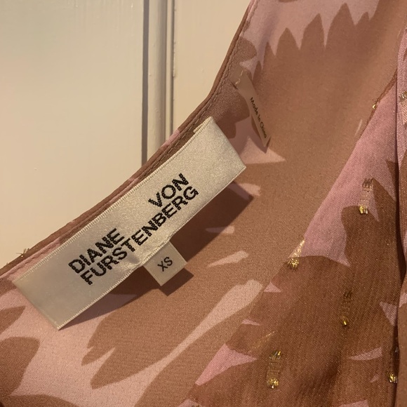 NWOT DVF Pink Floral Maxi Dress with Metallic Detailing sz XS - Picture 5 of 5